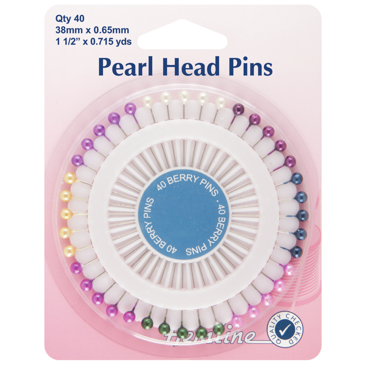 Assorted Pearl Heads Pins Nickel 38mm 40pcs